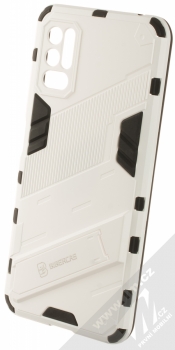 1Mcz Armor Ribbed odolný ochranný kryt se stojánkem pro Xiaomi Redmi Note 10 5G, Poco M3 Pro bílá (white)
