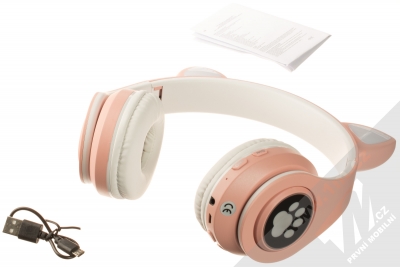 1Mcz B39M Bluetooth stereo sluchátka s oušky a světelnými efekty růžová (pink) balení