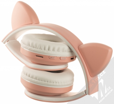 1Mcz B39M Bluetooth stereo sluchátka s oušky a světelnými efekty růžová (pink) složené zezadu