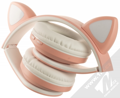 1Mcz B39M Bluetooth stereo sluchátka s oušky a světelnými efekty růžová (pink) složené