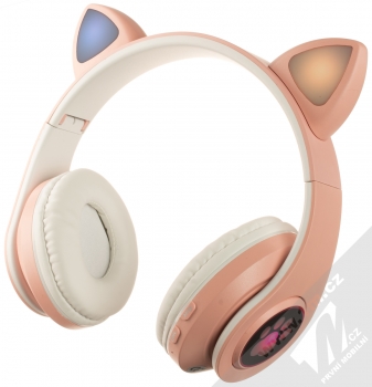 1Mcz B39M Bluetooth stereo sluchátka s oušky a světelnými efekty růžová (pink) zepředu