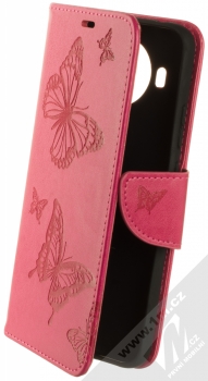 1Mcz Bridges Roj motýlů 1 Book flipové pouzdro pro Nokia 5.4 sytě růžová (hot pink)
