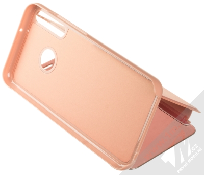 1Mcz Clear View flipové pouzdro pro Huawei P40 Lite E růžová (pink) stojánek