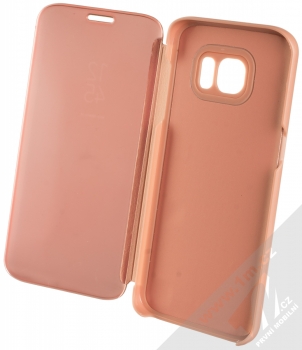 1Mcz Clear View flipové pouzdro pro Samsung Galaxy S7 Edge růžová (pink) otevřené