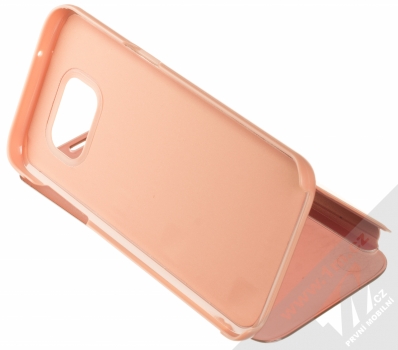 1Mcz Clear View flipové pouzdro pro Samsung Galaxy S7 Edge růžová (pink) stojánek