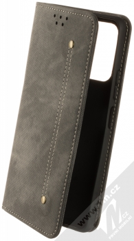 1Mcz Denim Cheeks Book flipové pouzdro pro Xiaomi Redmi Note 10 Pro, Redmi Note 10 Pro Max tmavě šedá (dark grey)