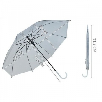 1Mcz Deštník automatický a průhledný ve tvaru hole, 8 drátový, 93 x 71,5 cm průhledná bílá (transparent white)