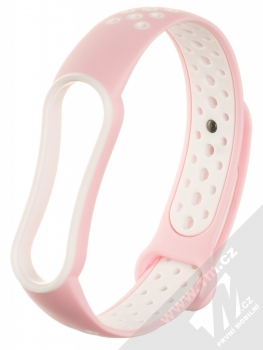 1Mcz Dots Double Color Silikonový sportovní řemínek pro Xiaomi Mi Band 5, Mi Band 6 světle růžová bílá (light pink white)