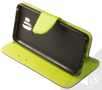 1Mcz Fancy Book Black flipové pouzdro pro LG G7 ThinQ modrá limetkově zelená (blue lime) stojánek