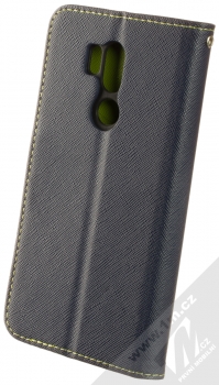 1Mcz Fancy Book Black flipové pouzdro pro LG G7 ThinQ modrá limetkově zelená (blue lime) zezadu