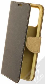 1Mcz Fancy Book flipové pouzdro pro Xiaomi Redmi 10C, Redmi 10 Power, Poco C40 černá zlatá (black gold)