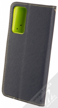 1Mcz Fancy Book flipové pouzdro pro Xiaomi Redmi Note 11 5G (China version), Redmi Note 11S 5G, Redmi Note 11T 5G, Poco M4 Pro 5G modrá limetkově zelená (blue lime) zezadu