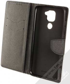 1Mcz Fancy Book flipové pouzdro pro Xiaomi Redmi Note 9 černá (black) otevřené