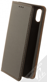 1Mcz Genuine Leather Book flipové pouzdro pro Apple iPhone X, iPhone XS černá (black)