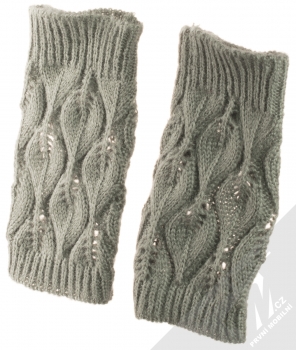 1Mcz Gloves 2v1 šité rukavice s pletenými návleky pro kapacitní dotykový displej šedá (grey) návleky