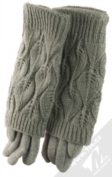1Mcz Gloves 2v1 šité rukavice s pletenými návleky pro kapacitní dotykový displej šedá (grey)