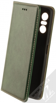 1Mcz Grain Magnetic Book flipové pouzdro pro Xiaomi Mi 11i, Poco F3 tmavě zelená (forest green)