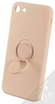 1Mcz Grip Ring Skinny ochranný kryt s držákem na prst pro Apple iPhone 7, iPhone 8, iPhone SE (2020), iPhone SE (2022) světle růžová (powder pink) držák
