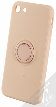 1Mcz Grip Ring Skinny ochranný kryt s držákem na prst pro Apple iPhone 7, iPhone 8, iPhone SE (2020), iPhone SE (2022) světle růžová (powder pink)