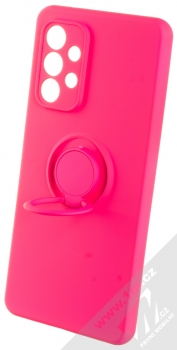 1Mcz Grip Ring Skinny ochranný kryt s držákem na prst pro Samsung Galaxy A53 5G sytě růžová (hot pink) držák