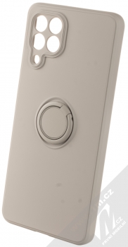 1Mcz Grip Ring Skinny ochranný kryt s držákem na prst pro Samsung Galaxy M53 5G světle šedá (light gray)