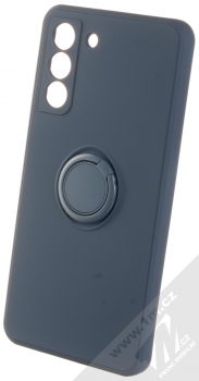 1Mcz Grip Ring Skinny ochranný kryt s držákem na prst pro Samsung Galaxy S21 FE tmavě modrá (dark blue)