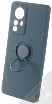 1Mcz Grip Ring Skinny ochranný kryt s držákem na prst pro Xiaomi 12 Pro tmavě modrá (dark blue) držák