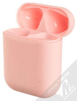 1Mcz i12 inPods Macaron TWS Bluetooth stereo sluchátka růžová (pink) nabíjecí pouzdro otevřené