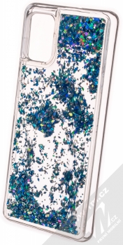 1Mcz Liquid Diamond Sparkle ochranný kryt s přesýpacím efektem třpytek pro Samsung Galaxy A71 tyrkysová (turquoise) zezadu