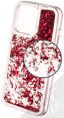 1Mcz Liquid Hexagon Sparkle ochranný kryt s přesýpacím efektem třpytek pro Apple iPhone 13 Pro červená (red)