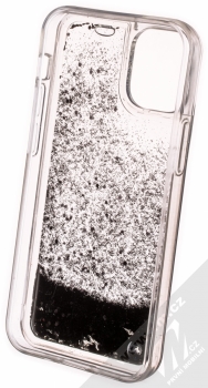 1Mcz Liquid Hexagon Sparkle ochranný kryt s přesýpacím efektem třpytek pro Apple iPhone 12 mini černá (black) zepředu