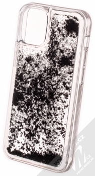 1Mcz Liquid Hexagon Sparkle ochranný kryt s přesýpacím efektem třpytek pro Apple iPhone 12 mini černá (black) zezadu