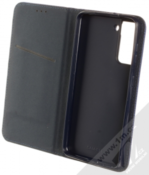 1Mcz Magnet Book Color flipové pouzdro pro Samsung Galaxy S21 tmavě modrá (dark blue) otevřené