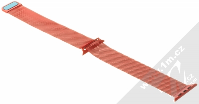 1Mcz Milanese magnetický řemínek z leštěného kovu pro Apple Watch 42mm, Watch 44mm, Watch 45mm červená (red) rozepnuté zezadu