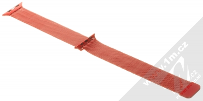 1Mcz Milanese magnetický řemínek z leštěného kovu pro Apple Watch 42mm, Watch 44mm, Watch 45mm červená (red) rozepnuté