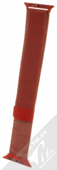 1Mcz Milanese magnetický řemínek z leštěného kovu pro Apple Watch 42mm, Watch 44mm, Watch 45mm červená (red)