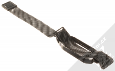 1Mcz Milanese Wristband magnetický pásek z leštěného kovu na zápěstí pro Xiaomi Mi Band 5 černá (black) rozepnuté zezadu