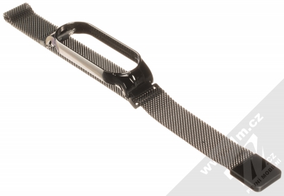 1Mcz Milanese Wristband magnetický pásek z leštěného kovu na zápěstí pro Xiaomi Mi Band 5 černá (black) rozepnuté