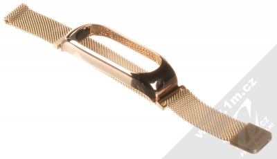 1Mcz Milanese Wristband magnetický pásek z leštěného kovu na zápěstí pro Xiaomi Mi Band 5, Mi Band 6 růžově zlatá (rose gold) rozepnuté