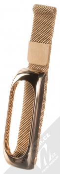1Mcz Milanese Wristband magnetický pásek z leštěného kovu na zápěstí pro Xiaomi Mi Band 5, Mi Band 6 růžově zlatá (rose gold)
