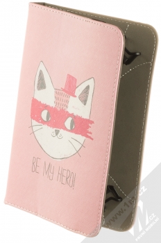 1Mcz Orbi Hrdinská kočička flipové pouzdro pro tablet od 7 do 8 palců světle růžová (light pink)