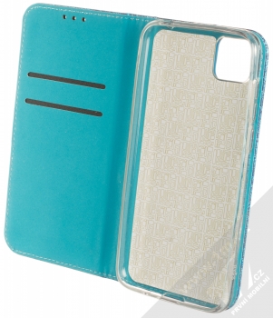 1Mcz Shining Book třpytivé flipové pouzdro pro Huawei Y5p, Honor 9S modrá (blue) otevřené