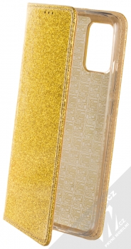 1Mcz Shining Book třpytivé flipové pouzdro pro Samsung Galaxy A02s zlatá (gold)