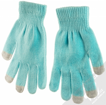1Mcz Touch Gloves Basic pletené rukavice pro kapacitní dotykový displej světle modrá (light blue) dlaň rukou