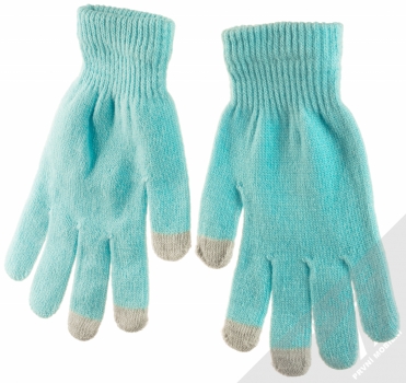 1Mcz Touch Gloves Basic pletené rukavice pro kapacitní dotykový displej světle modrá (light blue) hřbet rukou
