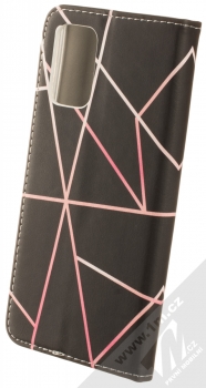 1Mcz Trendy Book Lines flipové pouzdro pro Samsung Galaxy A13 4G černá růžová (black pink) zezadu