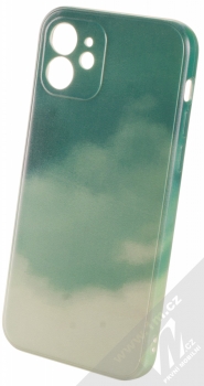 1Mcz Trendy Olejomalba Skinny TPU ochranný kryt pro Apple iPhone 12 modrozelená šedá (blue-green grey)