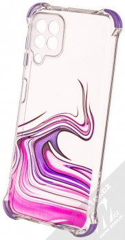 1Mcz Trendy Vodomalba Anti-Shock Skinny TPU ochranný kryt pro Samsung Galaxy A22, Galaxy M22, Galaxy M32 průhledná růžová fialová (transparent pink violet)