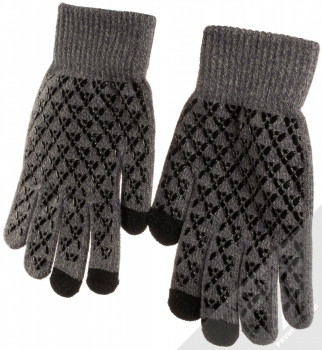 1Mcz Triangle Gloves dámské pletené rukavice pro kapacitní dotykový displej šedá (grey) samostatně