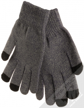 1Mcz Triangle Gloves dámské pletené rukavice pro kapacitní dotykový displej šedá (grey) zezadu
